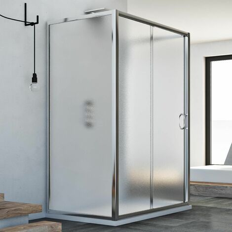 Box doccia 3 lati scorrevole vetro stampato h 185 mod. Replay Trio 1 Anta 70x100x70 cm (1/5)