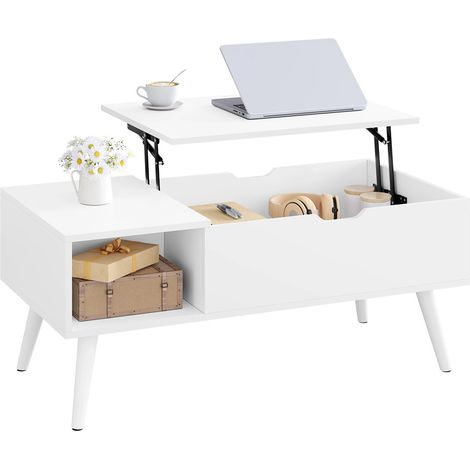 Couchtisch höhenverstellbar mit Stauraum – Wohnzimmertisch mit Hebeplatte, Klapptisch für Sofa und Seitenbereich