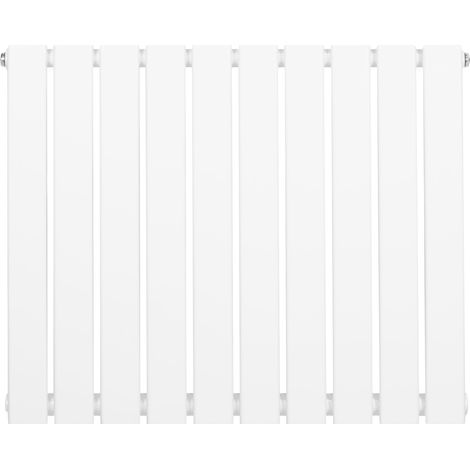 Radiateur Plat à 1 Colonne 600 x 700 mm en Acier Carbone Blanc Chauffage Centrale Moderne Horizontale Monté Sur Mur Cuisine Salle de Bain [Brosse de Nettoyage & Supports INCLUSES] (1/5)