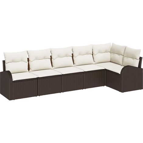 Maison Exclusive - Gartensofa-set mit Kissen 6 pcs Braun und Weiß
