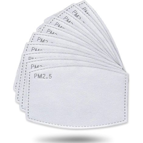 Lot de 50 filtres à charbon actif, tissu non tissé avec 5 couches de protection remplaçables P-M 2,5 pour femmes, hommes et enfants (1/5)