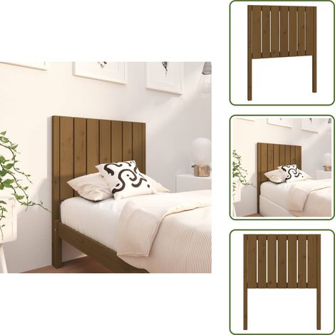 The Living Store Cabecero de cama madera maciza pino marrón miel 80,5x4x100 cm - Madera maciza