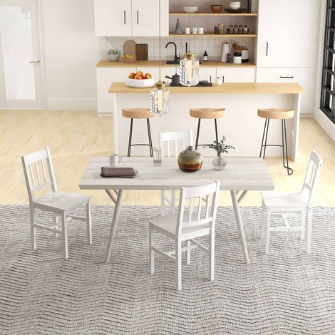 Set de 4 chaises de salle à manger en pin avec dossier, design moderne pour cuisine et séjour (1/5)