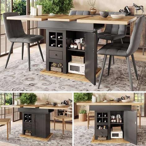 Table à manger 120x80, extensible table extensible, rangement 4-6 personnes design moderne (1/5)