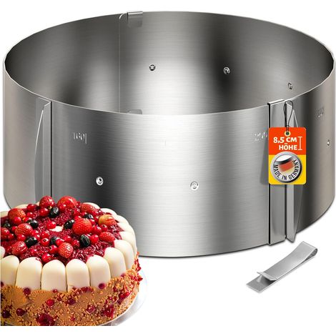 1 Cercle Pâtisserie, Acier Inoxydable, Réglable 15,5-30cm, Hauteur 8,5cm, Pour Gâteaux Étagés