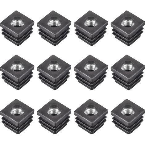 Ccykxa – Lot de 12 inserts pour tubes carrés 20x20mm – M8 filetage – Plastique noir – Pour roulettes et patins réglables – Montage simple - 12Pcs (1/5)