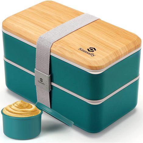 Bento Lunch Box Adulte,1400ml Boite à Bento,Boîte à Lunch,Boîte à Déjeuner,Boite Bento pour Salades,Collations,Boite Repas Compartiments avec Accessoires,Bento Japonais Design avec Couverts (1/5)