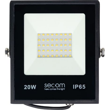 Proiettore LED Tenko Plus 20W 2400lm IP65 14,5x3x17cm 5700K Nero 50000H SECOM