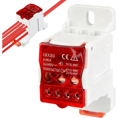 Bornier UKK-80A 690V Boîte de Jonction Répartiteur Electrique Bornier Rail Din avec Couvercle de Protection pour Armoires de Distributio Armoires Haute Tension (1/5)