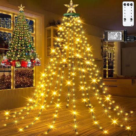 Weihnachtslichterkette, Sternenkranz, 2 m, 280 Lichter, USB-Fernbedienung, 8 Modi, für drinnen und draußen (1/4)