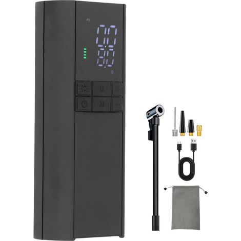 Gonfleur de pneus portable haute précision avec écran LCD, pompe électrique avec manomètre de pression de 150 PSI pour motos et vélos. (1/5)