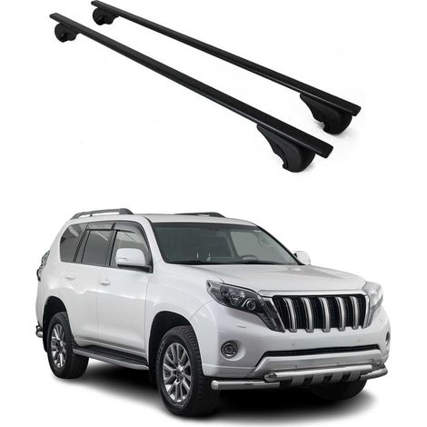OMAC Dachträger Querträger für Toyota Land Cruiser Prado J150 2009-2023 – Abschließbar – Max. 75 kg – 2 Stangen Stahl Schwarz (1/5)