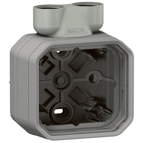 LEGRAND, PLEXO NEW 069846L BOÎTIER POUR PIÈCES HUMIDES MONTAGE EN SAILLIE 1 PRISE, 2 ISO 20 ACCÈS PAR CÂBLE, GRIS