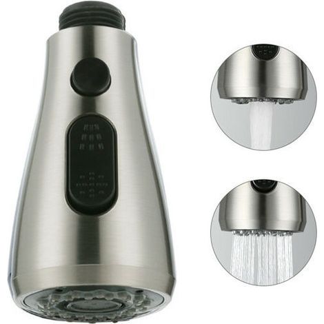 Douchette Evier Pull-Out Douchette pour Robinet Mitigeur Cuisine Pro Tête de Douche 2 Types de Jets Brossé (1/5)