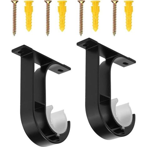 Set of 2 ceiling brackets for curtain rods made of aluminum alloy with screws and fixings (1/4)