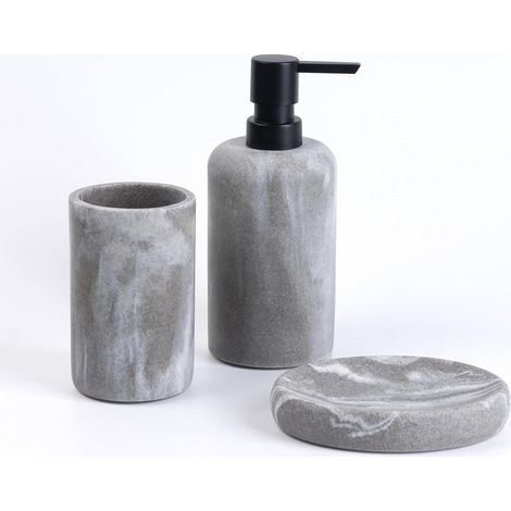 Ensemble de salle de bain 3 pièces avec distributeur de savon, porte-savon et porte-brosse à dents, nuages en résine (1/5)