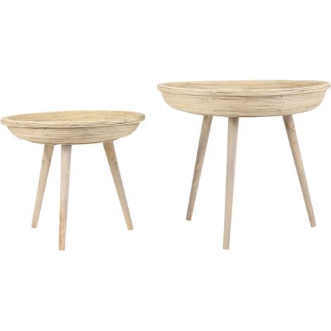 Light & Living Beistelltisch Set von 2 Colon Natur - Ø46x39 + (1/3)