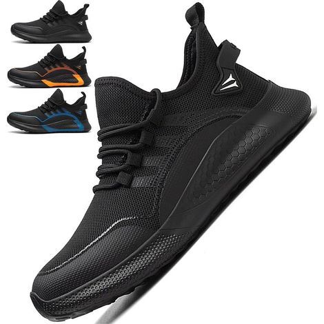Ede Chaussures De Sécurité Hommes Femmes Avec Capuchon D'orteil En Acier, Entraîneurs De Sécurité Confortables Légers Smash Et Ponction De Chaussures De Travail Résistant Noir-41