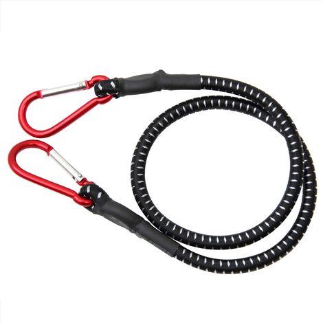 DEUBA® Bungee Cord with Carabiner Hook Clips 80/100cm Stretchy Rubber Tension Luggage Strap Sturdy Weather Resistant Expanding Tensioner For Camping, Tarps, Bike Rack, Tent Car Black/Red 80cm