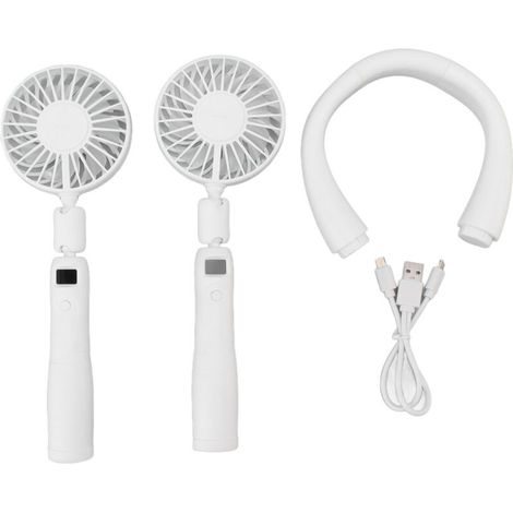 Ventilateur de cou 3 vitesses inclinable avec écran LCD, rechargeable USB, portable miniature à main (1/5)