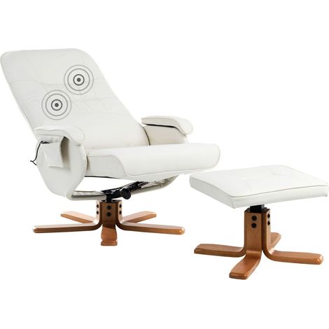 Fauteuil Massant avec Fonction Chauffage et Repose-pied en Cuir PU Beige Relaxpro (1/5)
