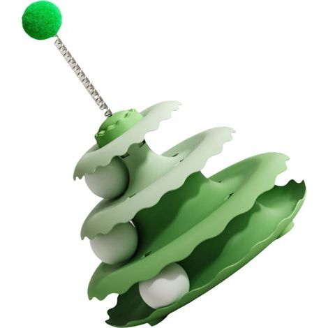 Jouet interactif pour chat qui tourne et qui enroule une balle rebondissante, vert, jouet à faire rouler (1/5)