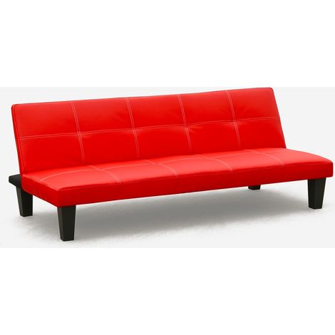 Divano letto pronto letto 3 posti in similpelle economico Topazio - Rosso