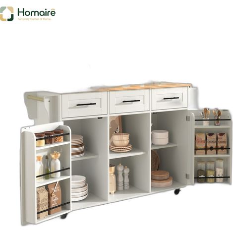 Küchenwagen aus MDF weiß 139 x 46 x 91.5 cm HOMAIRE (1/5)