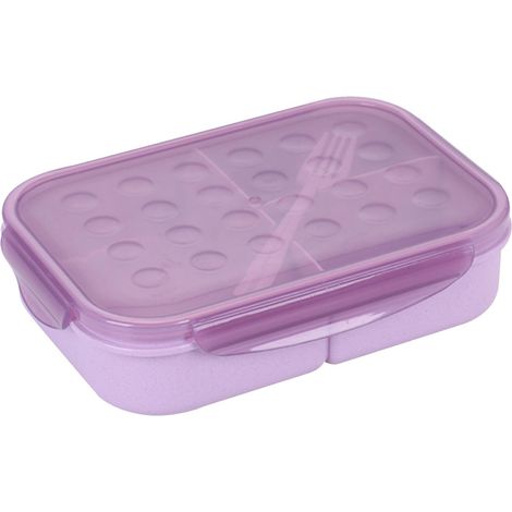 Boîte repas 3 compartiments étanche 4 boucles solide micro-ondable pour adulte avec fourchette bureau école maison (1/5)
