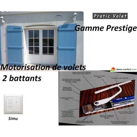Kit motorisation volets battants 230V – Moteur 165W – Compatible RTS – Caisson aluminium 85x445mm – Installation rapide – Jardin Pratic
