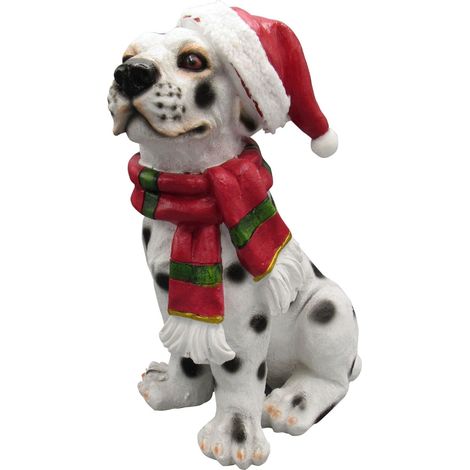 Christmas Dalmatian Dog Festive Figurine (Xmas Animal Statue Ornament) (1/5)