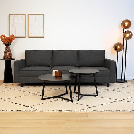 3-Sitzer Sofa Kale Leinenstoff anthrazit - bequeme Kissen (1/5)