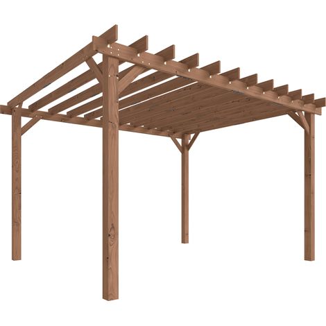 Outsunny 3.6 x 3 m Wooden Pergola Gazebo Grape Trellis, Maple Wood-effect