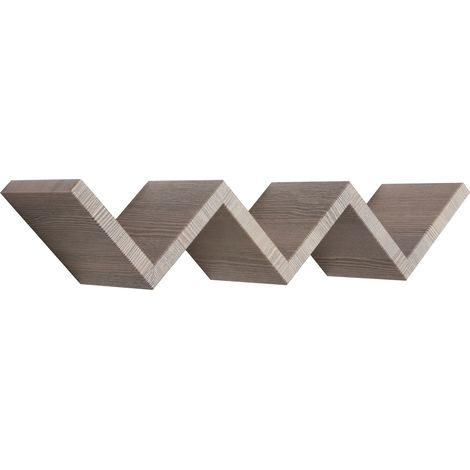 Mensola da Parete Libreria Zigzag 56x15,5 cm in Fibra di Legno Saetta Rovere Moka (1/4)