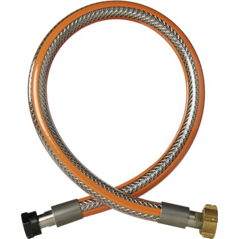 Blanc Habitat – Lyre inox NF haute pression Butane/Propane – Longueur 45 cm – Écrou bouteille – Sortie écrou 20x150 – Durée d'utilisation 20 ans (1/2)