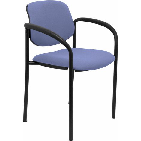 Sedia fissa Villalgordo bali azzurro cornice nera con braccioli