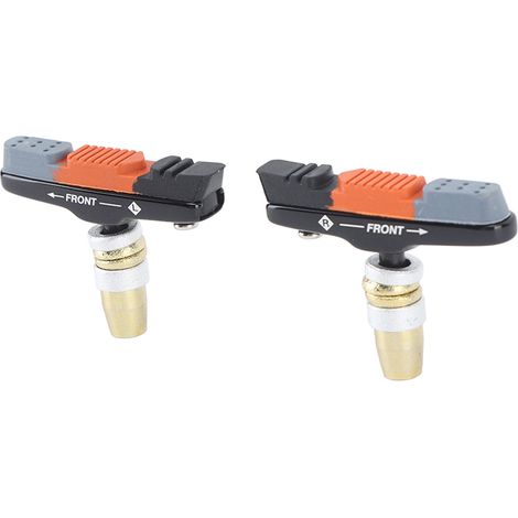 1 Paar geräuscharme Fahrradbremsbeläge aus Gummi und Aluminiumlegierung für Mountainbike-V-Bremsen, Ersatz, schwarz, orange, grau. (1/5)