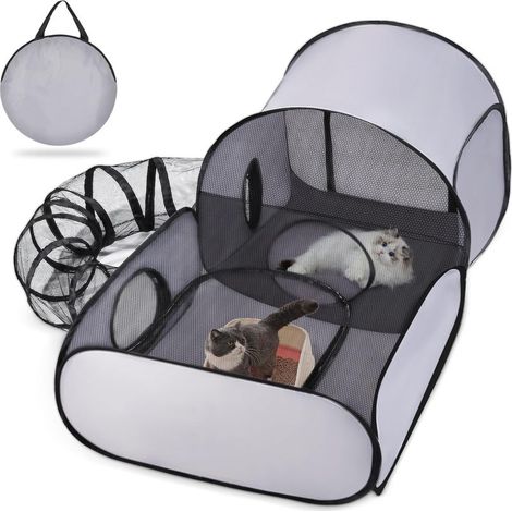 Aire de jeux pour animaux avec tunnel, côtés doux et respirants, tente (intérieur/extérieur) (1/5)