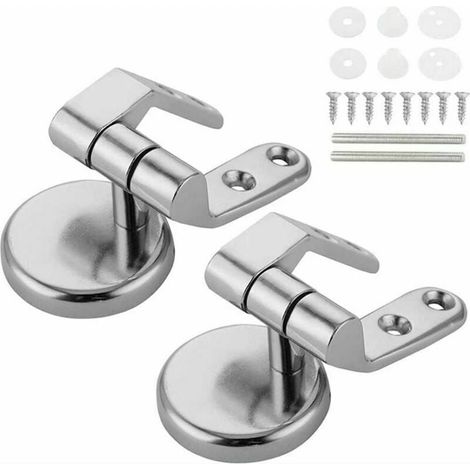 2pcs Charniere Abattant WC Fixations de Remplacement Charniere Abattant En Alliage De Zinc WC Siège Charnière pour bois Résine MDF Abattant WC (1/5)