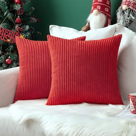 Housses de Coussins en Velours Douce Housse d'oreiller Décoratif pour Salon Maison Lot de 2 45x45cm Rouge (1/5)