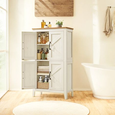 Meuble de Rangement Salle de Bain avec 0 Tiroirs et 4 Portes 60 x 30 x 110 cm Blanc (1/5)