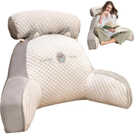Coussin Lecture,Oreiller De Lecture De Repos Au Lit,Lecture avec Accoudoirs,Coussin Support Lombaire,Oreiller Lecture avec Cou Amov (1/5)