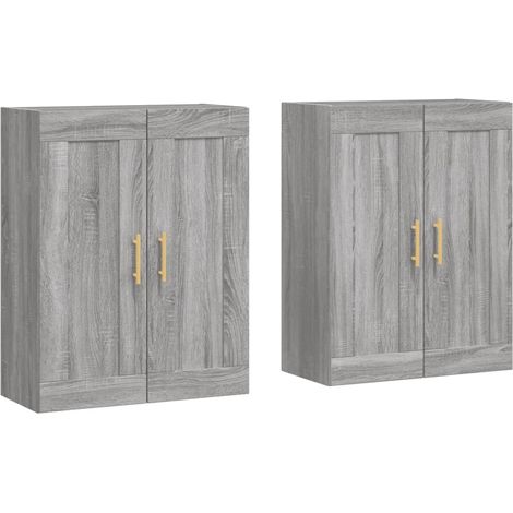2 pcs Buffet,Armoires murales sonoma gris bois d'ingénierie CFW150613 (1/5)