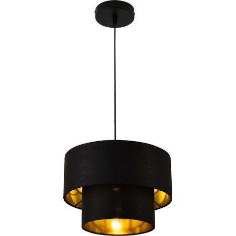 Hängeleuchte Lopar Ø 30 cm E27 Metall Stoff Schwarz/Gold lux.pro
