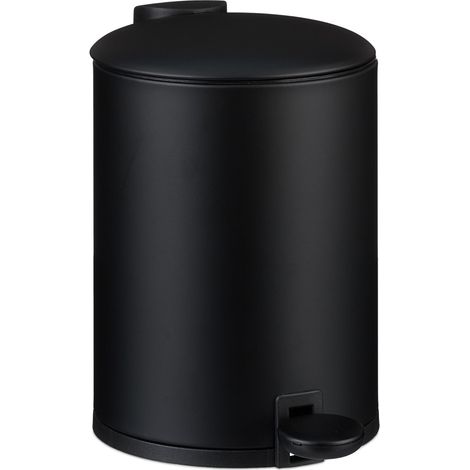 Pattumiera rotonda per bagno dal design moderno 24 x 17 x 26 cm con pedale ergonomico in metallo opaco 130016213