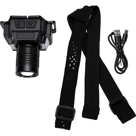 Faro da lavoro a LED con illuminazione laterale COB, sensore di movimento, ricaricabile, zoom, testa orientabile a 90°, 6 modalità, resistente all'acqua IPX6. (1/5)