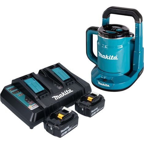 Bollitore a batteria Makita DKT 360 PM2 36 V ( 2x 18 V ) 0,8 L + 2x batteria ricaricabile 4,0 Ah + doppio caricabatterie