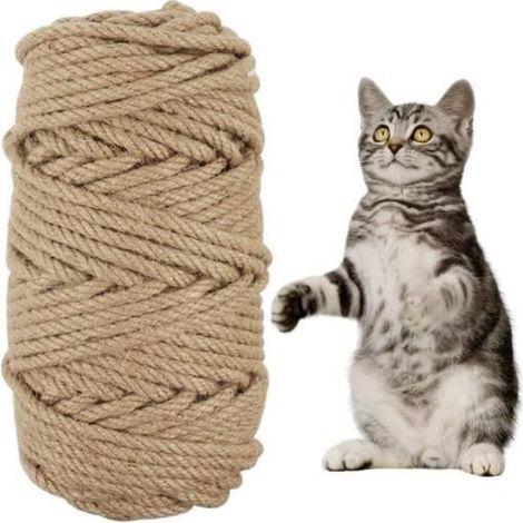 Corde Sisal 6mm Diamètre Ficelle Jute épaisse et Robuste 50 mètres de Longueur pour Griffoir à Chat Polyvalente Ficelle Corde (1/4)