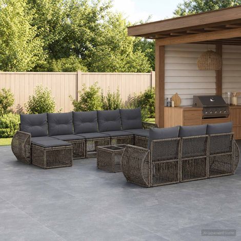 Set Divano da Giardino 11 pcs Grigio e Grigio Scuro polyrattan vidaXL (1/5)