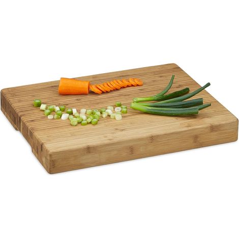 Planche à trancher rayé bambou planche à découper épaisse avec poignée creuse HxlxP: 5,5 x 45 x 35 cm bois huilé cuisine,nature (1/5)